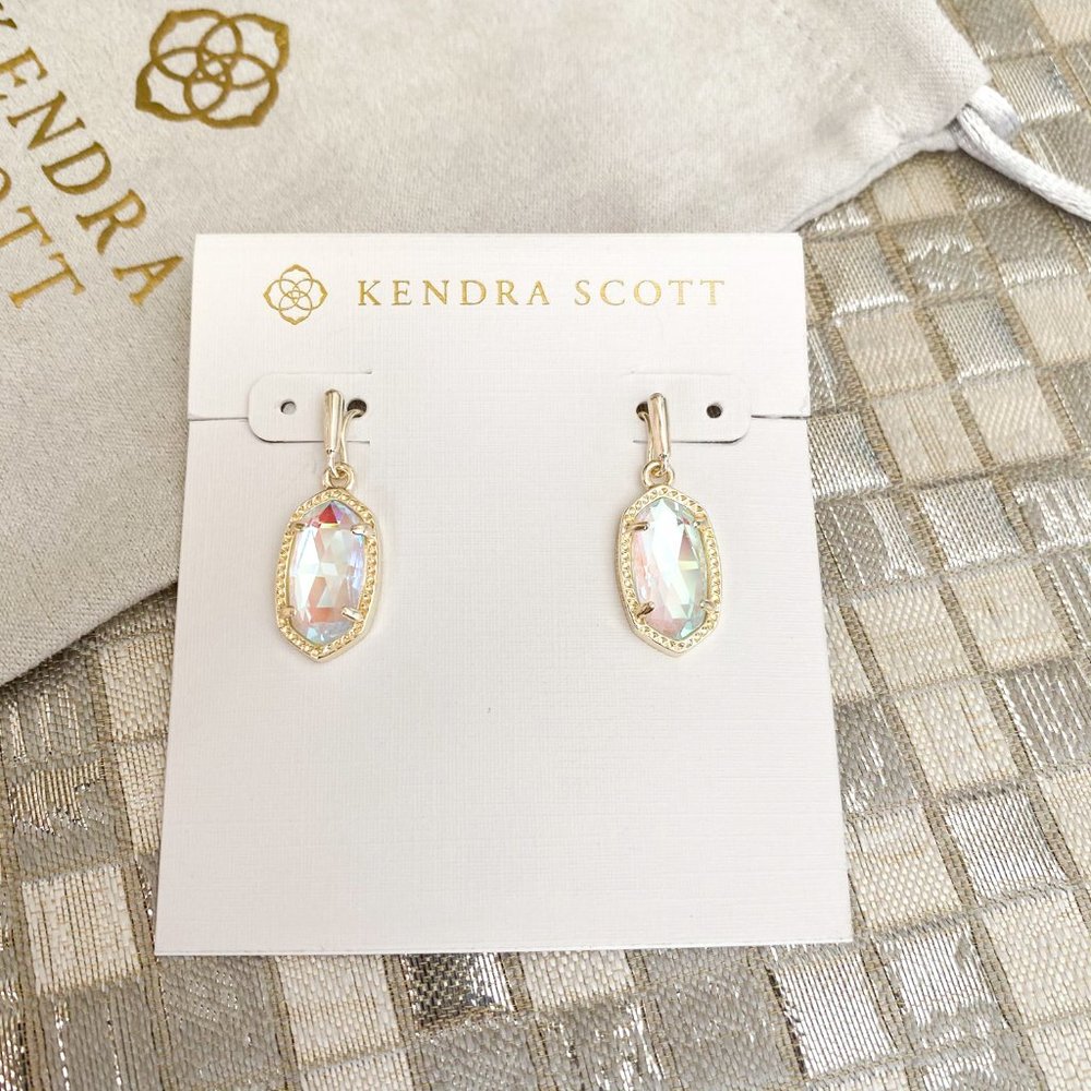 Kendra Scott Lee Earrings Gold Dichroic Glass